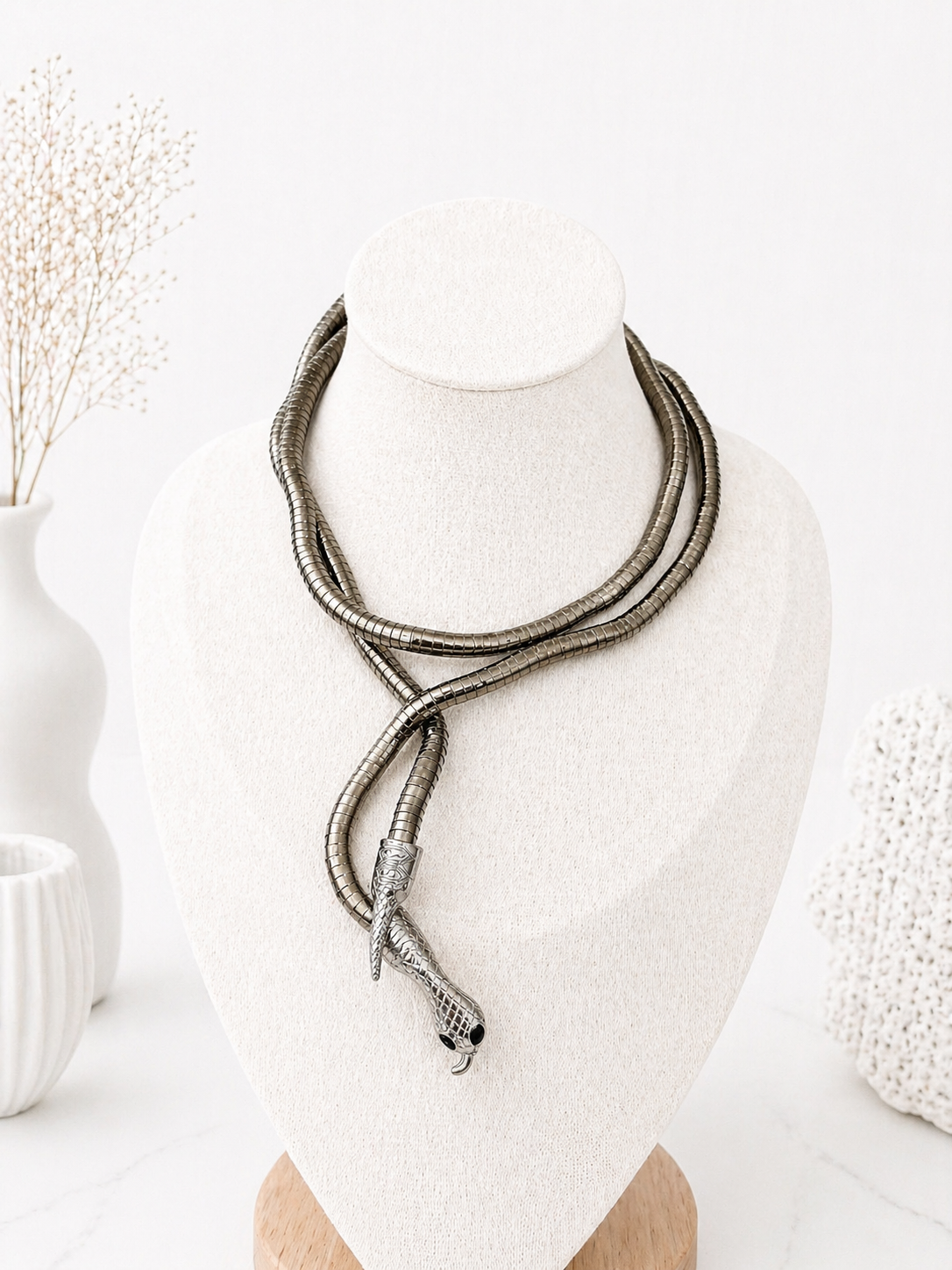 Collier Vintage Modulable – Édition Serpent Argenté