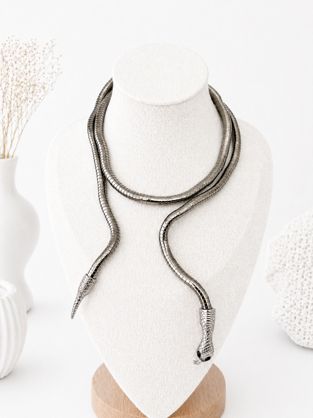 Collier Vintage Modulable – Édition Serpent Argenté
